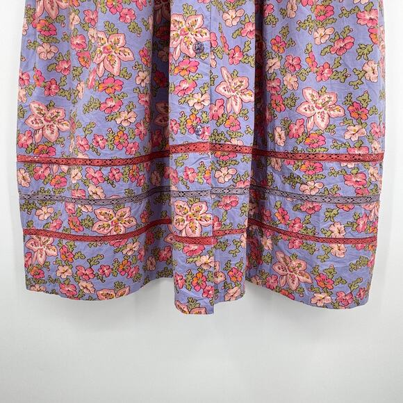 VTG Cornelloki dress girls 10 sleeveless button floral pleated lace boho prairie - Picture 3 of 7